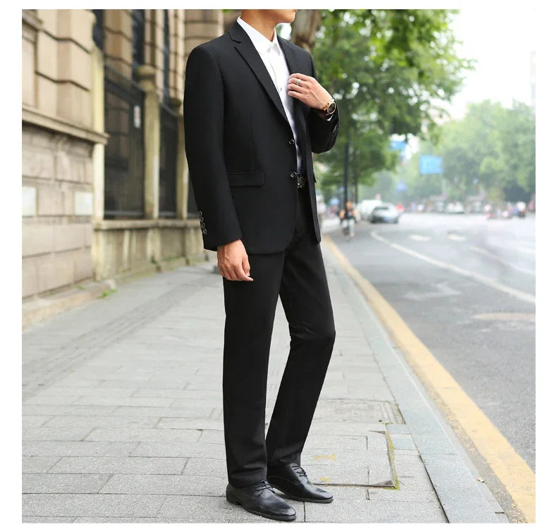Men's M-10XL Spring New Wedding Fashion Handsome Suit Business Cargo Trousers Plus Size Two Sets Fat Friendly Clothing