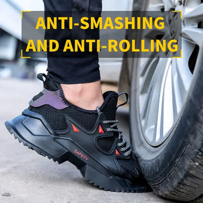 Men's Work Safety Shoes Steel Toe Construction Boots Sneakers Breathable Lightweight Indestructible Industry Shoes Male Footwear