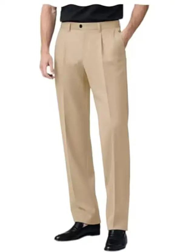 Men's Dress Pants Premium Chinos Business Pleated Wide-Leg Versatile Formal Casual Trousers Daily Office Banquet Wedding Summer