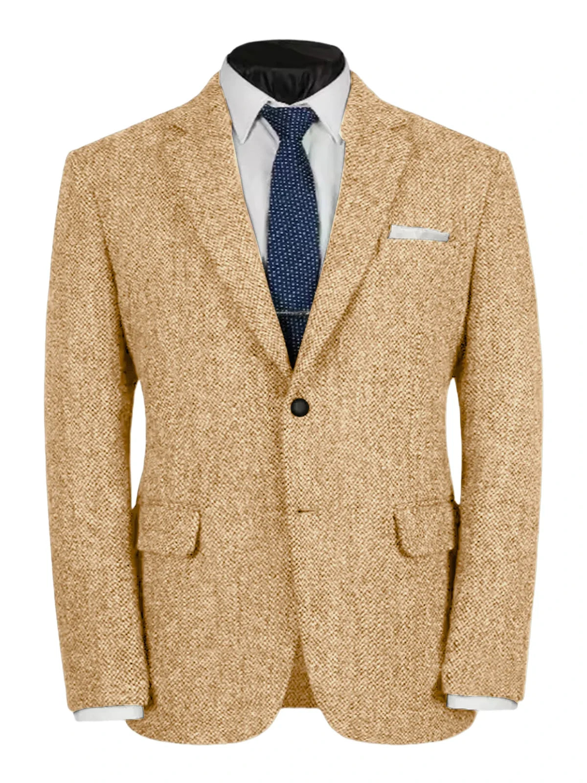 Herringbone Slim Fit Suit Jacket For Men's Single Breasted Business Blazer Casual Jacket Fashion Comfortable Elegant Mens