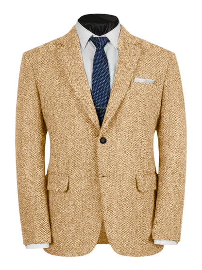 Herringbone Slim Fit Suit Jacket For Men's Single Breasted Business Blazer Casual Jacket Fashion Comfortable Elegant Mens