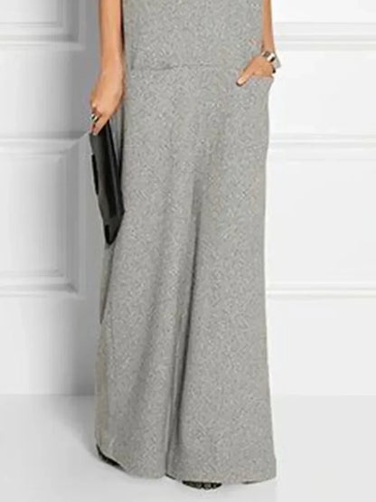 Women's Solid Color High Neck Pockets Elegant Maxi Dresses 2026 New Summer Short Sleeves Loose Urban Casual Long Dress