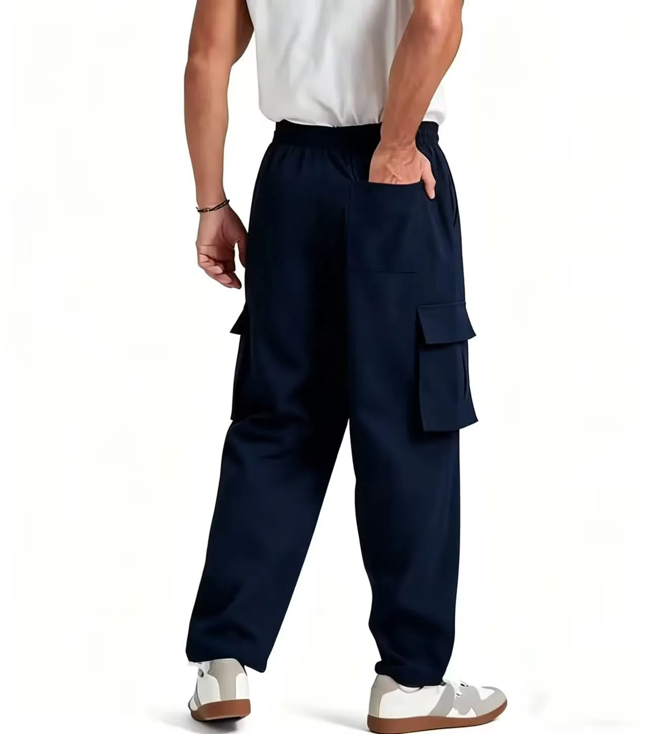 Men's casual multi pocket work pants with loose fit and drawstring waistband suitable for hikingfishingand outdoor exploration