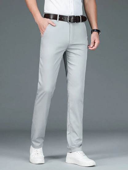 High Quality Luxury Straight Business Suit Pants Men Bamboo Fiber Designer Spring Summer Elegant Casual Long Formal Trouser Male