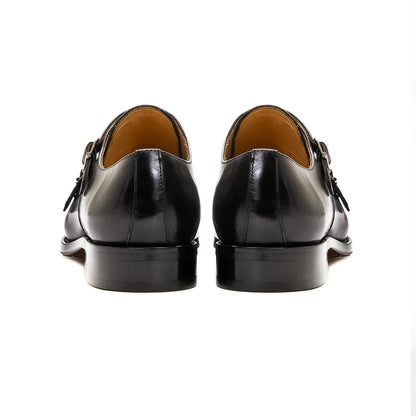 Luxury Genuine Leather Double Buckle Monk Strap Formal Shoes for Men Classic Cap Toe Business Office Wedding Dress Shoes