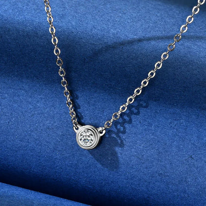 3MM 0.1CT Moissanite Necklace Original 925 Sterling Silver Pendant Necklaces  For Women Delicate Neck Jewellry Gift