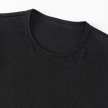 2/4/6Piece Four Seasons Men's Solid Color Round Neck Short Sleeve Top With Printed Cuffs Youth Sports And Leisure T-shirt trendy