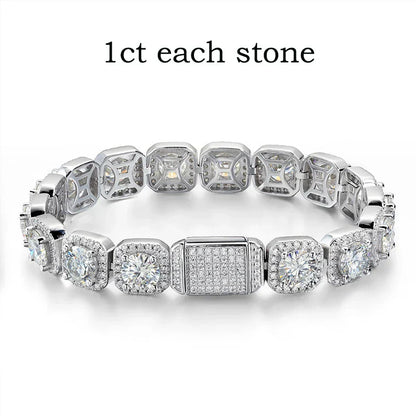4/5/6.5mm Full Diamond 100% Real Moissanite Bracelets for Men Women Classic Luxury Bangles Pure 925 Sterling Silver Chain