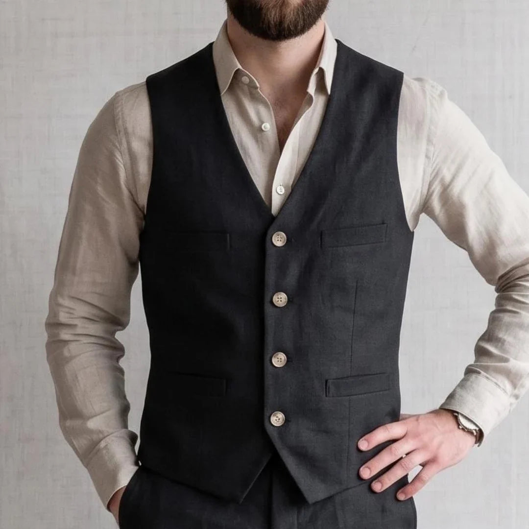 Men Vest Gray Solid Single Button V Neck Waistcoat For Wedding Banquet Business Party Office Work Casual Daily Men Suit Vest