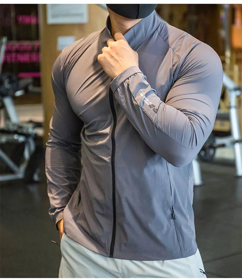 Men's Running Training Elastic Coat Outerwear Gym Tights Jacket Outdoor Cycling Sweatshirt Dry Fit Breathable Compression Tops