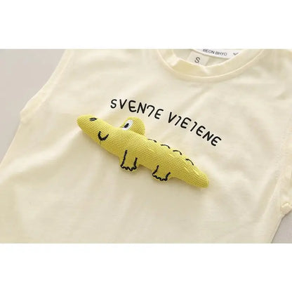 Boys Clothing Children Summer Girls Set Kids Clothing Cartoon Crocodile Sleeveless Shorts 2pcs Suits Children Tracksuits 0-5Year