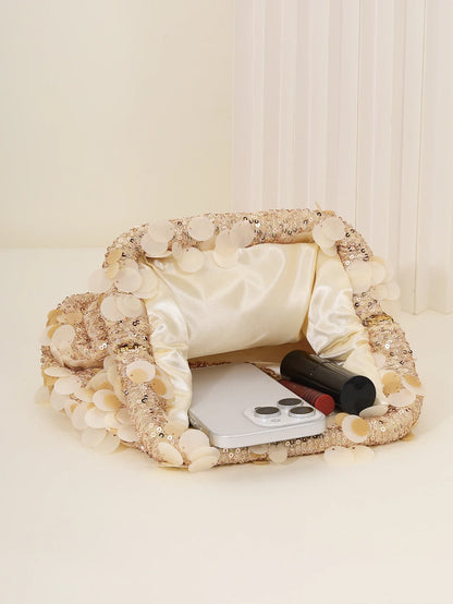 Dinner bag Fashion sequin messenger bag Women's simple handbag, large sequin clutch bag Versatile chain shoulder messeng  bag