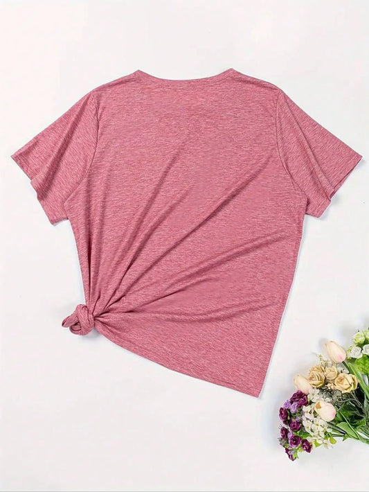 Large Size Women's Slogan Printed Round Neck Loose Short-Sleeved Casual T-Shirt, Suitable for Daily Commuting and Shopping