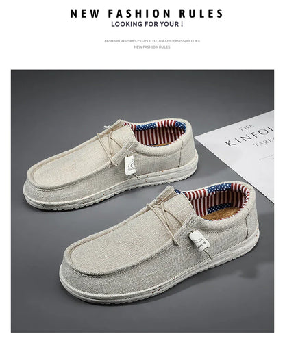 Men's Breathable Casual  Canvas Slip Shoes Comfort Slip-on Loafer Soft Penny Loafers for Men Lightweight Driving Boat Shoes
