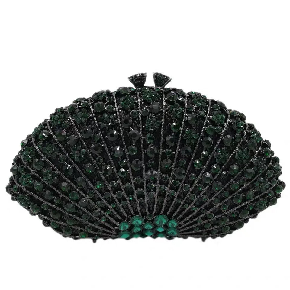 High Quality Elegant Exquisite Fan Shaped Ladies Evening Clutch Bag Banquet Chain Shoulder Bag