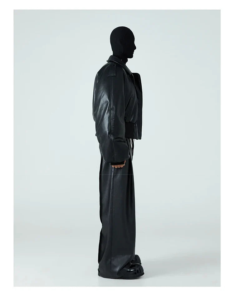Autumn Winter Short Thick Warm Black Pu Leather Jacket Men with Long Sleeve Zipper Casual Luxury Designer Clothes