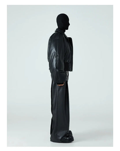 Autumn Winter Short Thick Warm Black Pu Leather Jacket Men with Long Sleeve Zipper Casual Luxury Designer Clothes