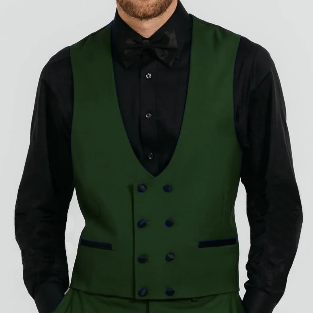Men Vest Royal Blue Double Button Solid Waistcoat For Wedding Birthday Banquet Party Business Work Daily Casual Men Suit Vest