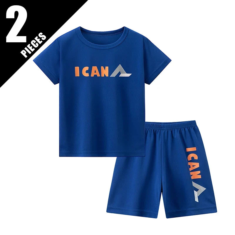 2/5-piece Set 2026 Summer Children's Multi-color Quick Drying Casual Suit Boys And Girls Versatile Short Sleeved Sports Shorts