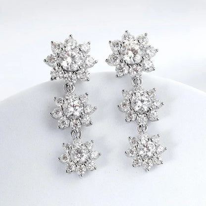 Full Moissanite Jewelry Set 925 Sterling Silver Sunflower Necklace Bracelet Earring Sets For Women Fine Jewelry GRA Tested