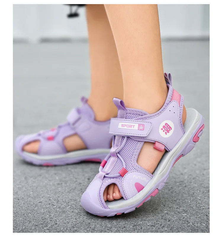 Children's Summer Sandals Comfortable Flat Non-Slip Outdoor Sports Casual Breathable Walking Shoes for Kids Boys Girls