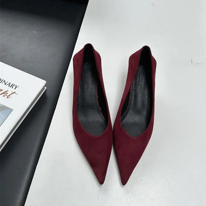 2024 Autumn Pointed Toe Women Sexy Shallow Slip On Pumps Shoes Fashion Thin High Heel Ladies Elegant Dress Shoes Mujer
