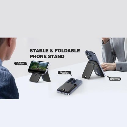 2 in 1 Magnetic MagSafe Wallet Stand, Leather Magnetic Card Holder Wallet for iPhone16/15/14/13/12 Series with Adjustable Holder