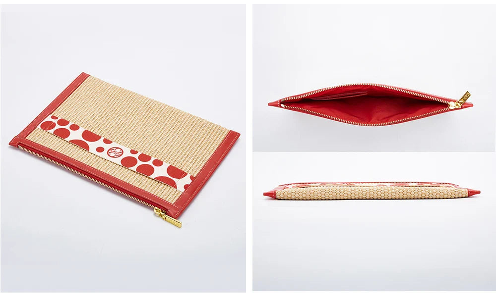 Handmade Woven Clutch Bag Ribbon Embellished Niche Style Clutch Bag