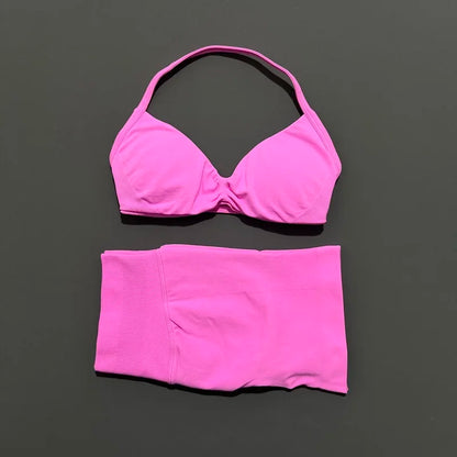 2PCS HISTELLO Sports Seamless Yoga Set Push Up Women Bra Scrunch Butt Lift Leggings Ultra Soft Comfort Yoga Workout Wear