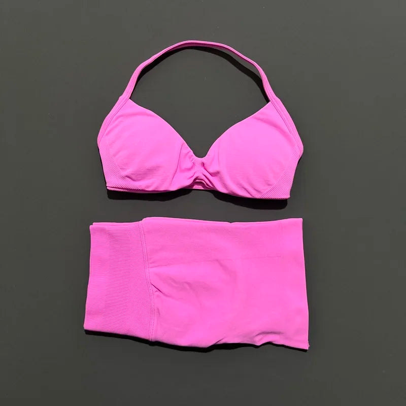 2PCS HISTELLO Seamless Gym Yoga Set Push Up Bra Scrunch Butt Lift Leggings Body Shaping Breathable Comfort Yoga Women Wear