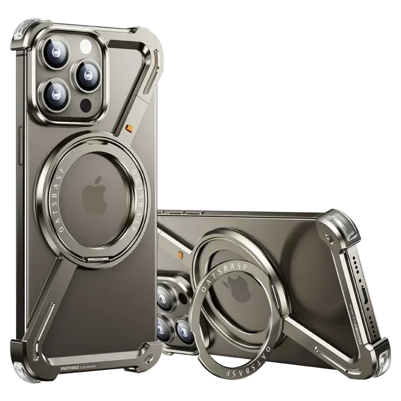 Z Case for iPhone 16 15 14 13 12 Pro Max for Magsafe 360°Rotatable Magnetic Kickstand Metal Frameless Bumper Phone Cover