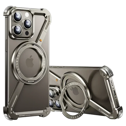 Z Case for iPhone 16 15 14 13 12 Pro Max for Magsafe 360°Rotatable Magnetic Kickstand Metal Frameless Bumper Phone Cover