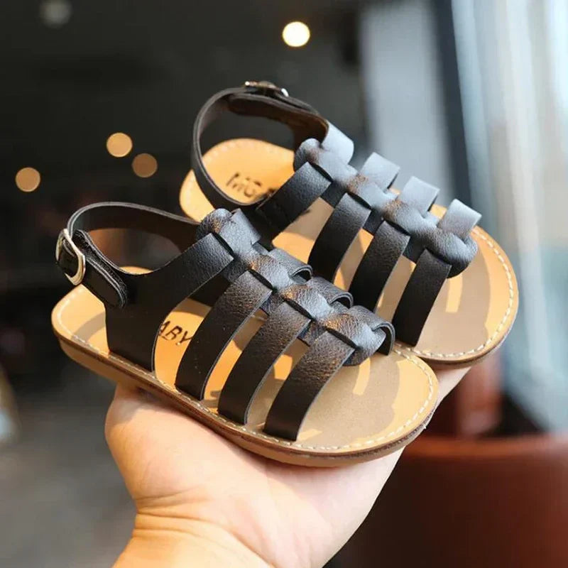 1-6 Years Children Summer Outdoor Beach Shoes Girls Princess Knitted Open Toed Sandals Gold, Silver, Black