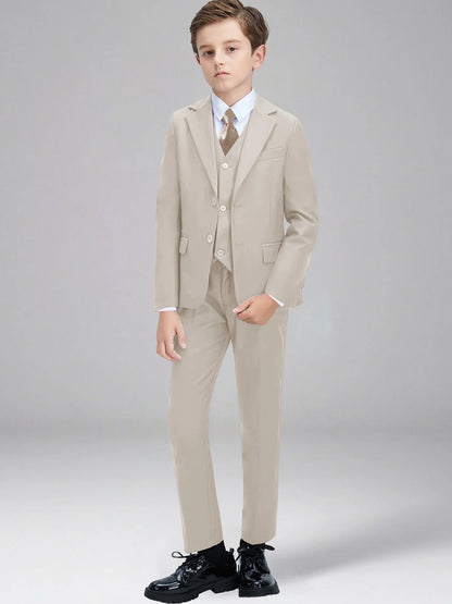 Boys Suit 4 Piece Jacket Pants Shirt Tie Bow Tie Random Wedding Birthday Party Gift Size 2-16Y Teens Suit Tuxedo