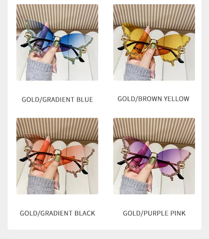 Cycling New Y2K Style Women Fashion Sunglasses Oversize Butterfly Shape Diamond Edge Design Sun Glasses Street Party Glasses