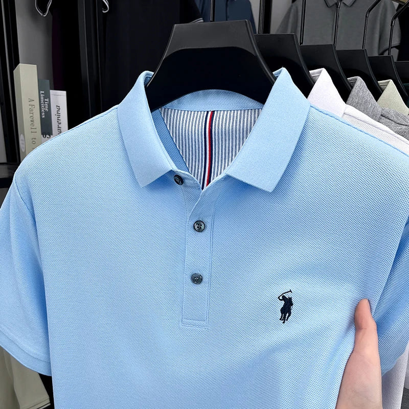 High end brand 100% cotton short sleeve polo shirt men luxur pony embroidery comfort breathable fashion T-shirt summer new top