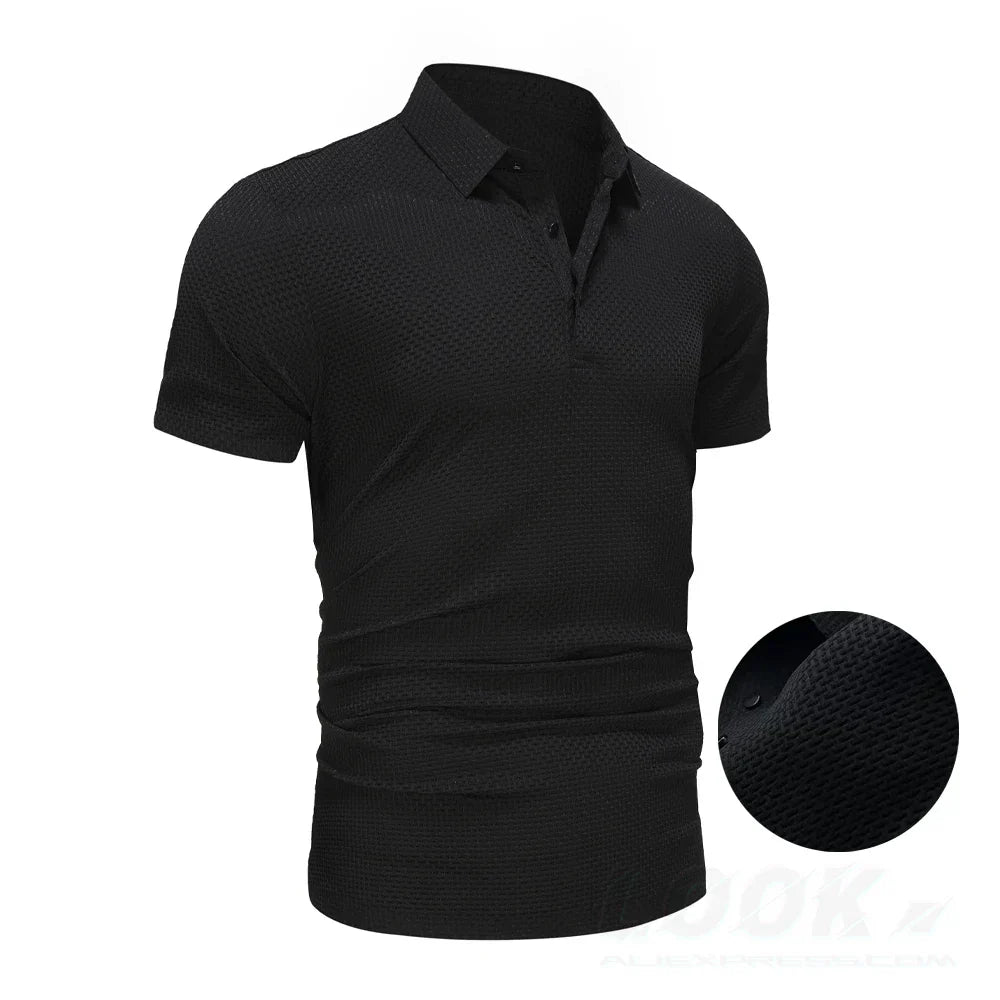Upto EUR Sizes Tall Man Brand Top-Quality Men's Golf Shirt Lop-up Hollow Short-sleeved Polo Shirt SummerIce Silk Breathable Tee