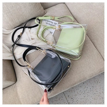 Fashion Transparent Women Shoulder Bag Jelly Candy Summer Beach Handbag for Female Messenger Bags Bolsa Totes Bucket Bag