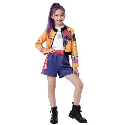 Rumi Girl Cosplay Costume Anime Mira Roleplay Outfit Trendy Dance Performance Wear Halloween Party Performance Costume