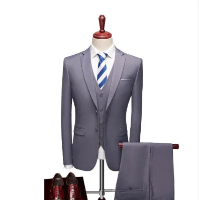 2026 New Men's Suit 3-Piece, Wedding Party Dress Jacket Vest Trousers, Fashion Slim Fit Blazer Waistcoat Pants Red Blue Green