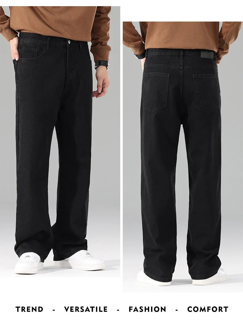 New Autumn Jeans Men Black Casual Baggy Trousers Classic Straight Comfortable Wide Denim Trousers Male Brand Clothing