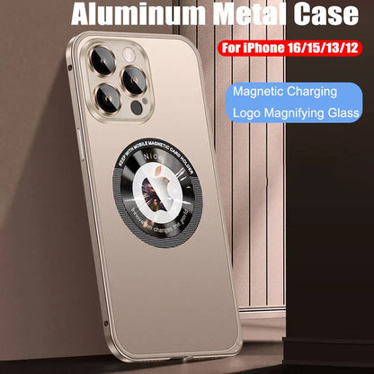 Aluminum Metal Case For iPhone 17 ProMax 16 15 14 13 12 Pro Max Plus with Magsafe Magnetic Charging Lens Glass Protector