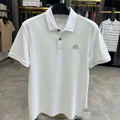 High end 100% cotton short sleeve T-shirt men's lapel top 2024 summer new designer brand embroidery fashion casual polo shirt