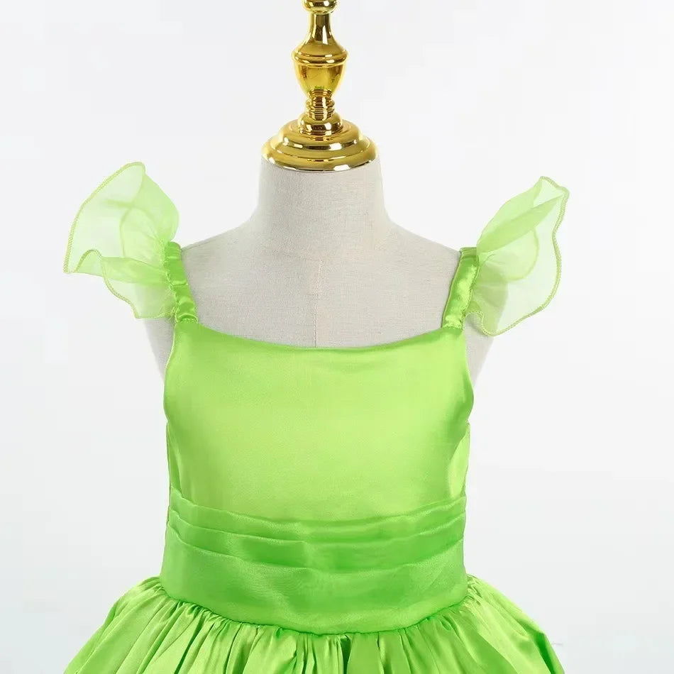 Girls Fairy Dress Up Kids Princess Green Flower Fairy Dress With Wings Princess Costume Party Tinkerbell Tinker Bell Dresses