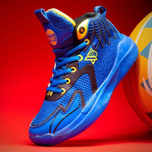 Children‘s Basketball Shoes Non-slip Breathable Basketball Training Sneakers Boys Girls Mesh Athletic Shoes Lace-up Running Shoe