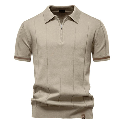 Men's Solid Color Sport Zipper Polo Shirt Athletic Social Polo Shirts for Men Office Slim Fit Polo