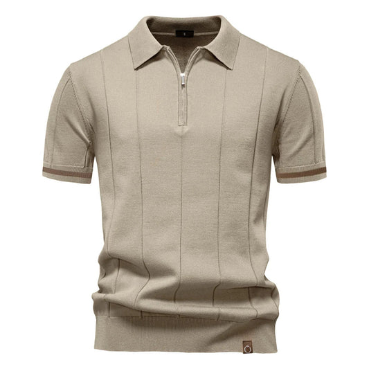 Men's Solid Color Sport Zipper Polo Shirt Athletic Social Polo Shirts for Men Office Slim Fit Polo