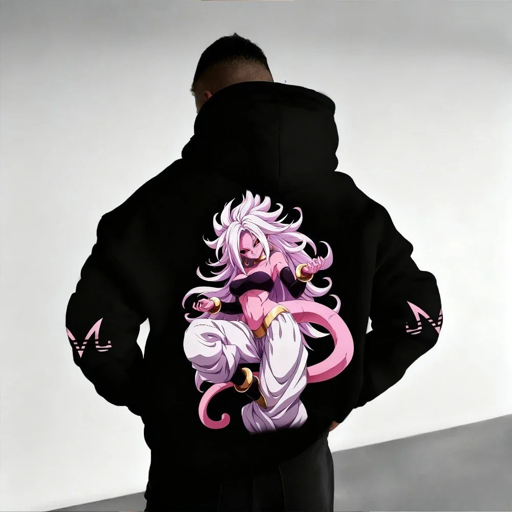 DRAGON BALL Men's Hoodie Sweatshirt Android 21 Anime Spring Autumn and Winter Boys Basic Long-sleeved Parent-child Outfit