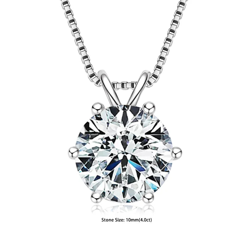 Certified Multi-size Round Moissanite Solitaire Pendant Necklaces 925 Sterling Silver Necklace For Women Jewellry Gifts