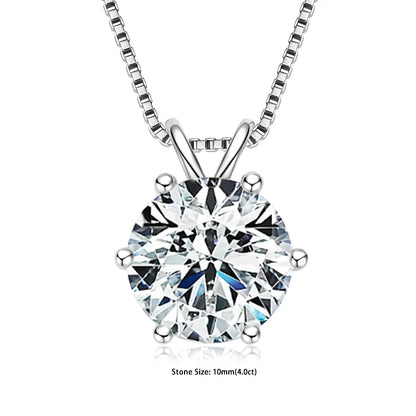 Certified Multi-size Round Moissanite Solitaire Pendant Necklaces 925 Sterling Silver Necklace For Women Jewellry Gifts